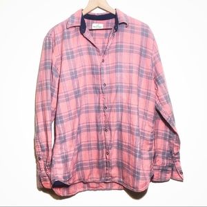 Marine Layer Pink & Blue Plaid Button Down